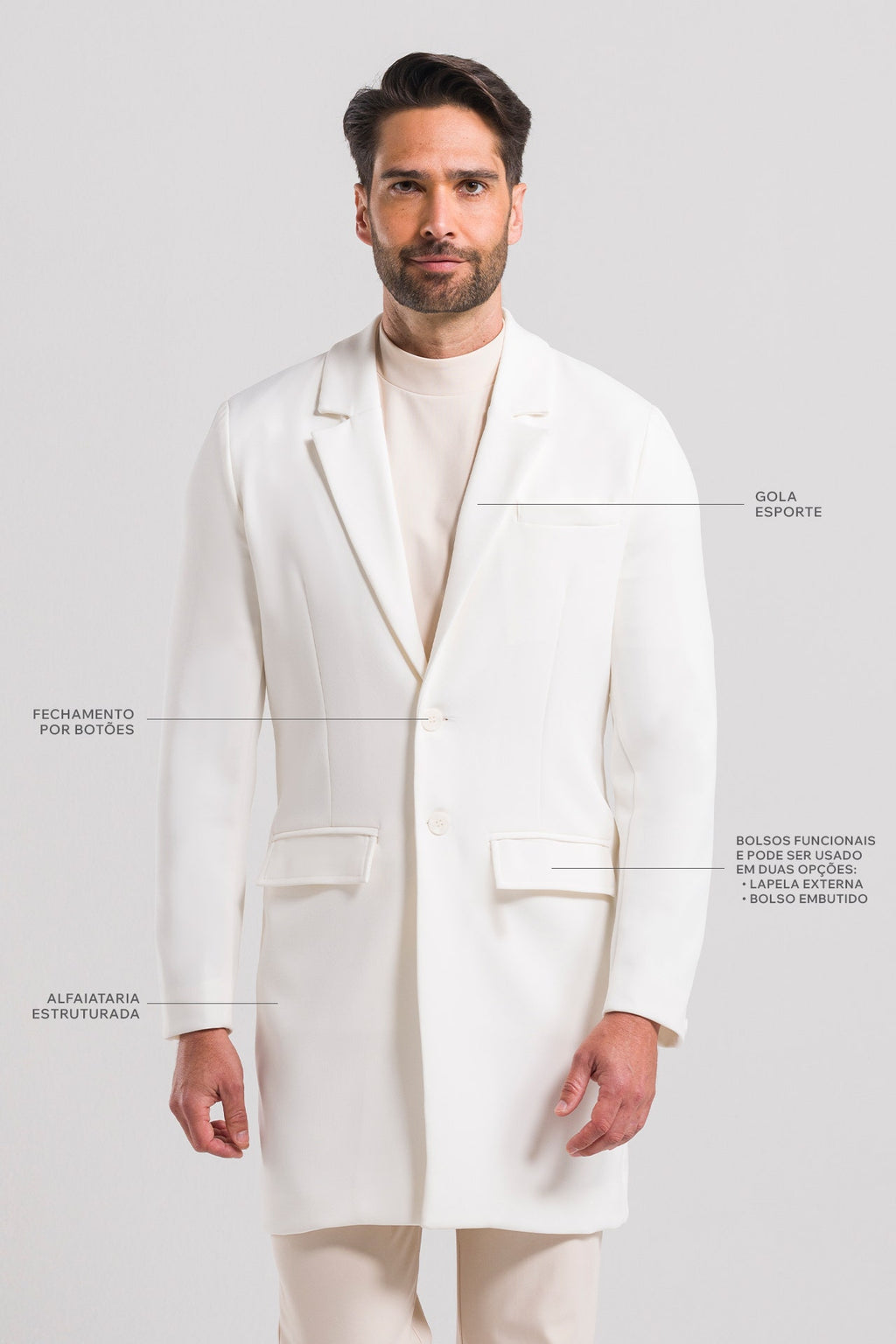 Jaleco Masculino Benjamin - Off White