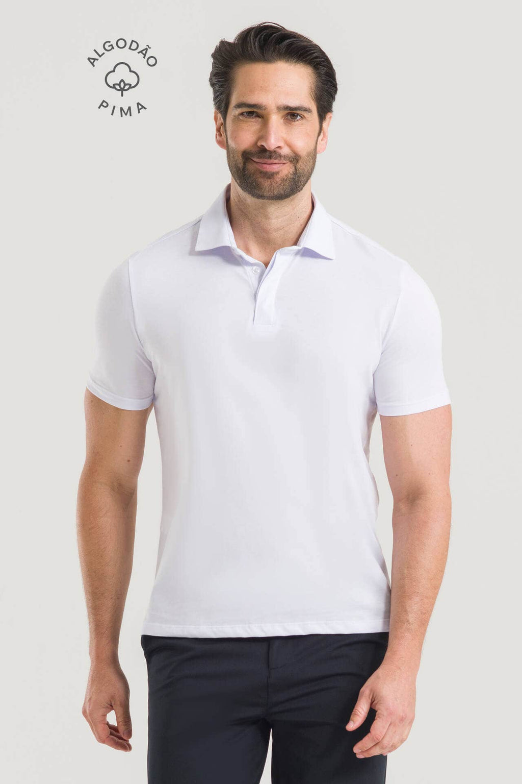 Polo Masculina Pima Cherie - Branca
