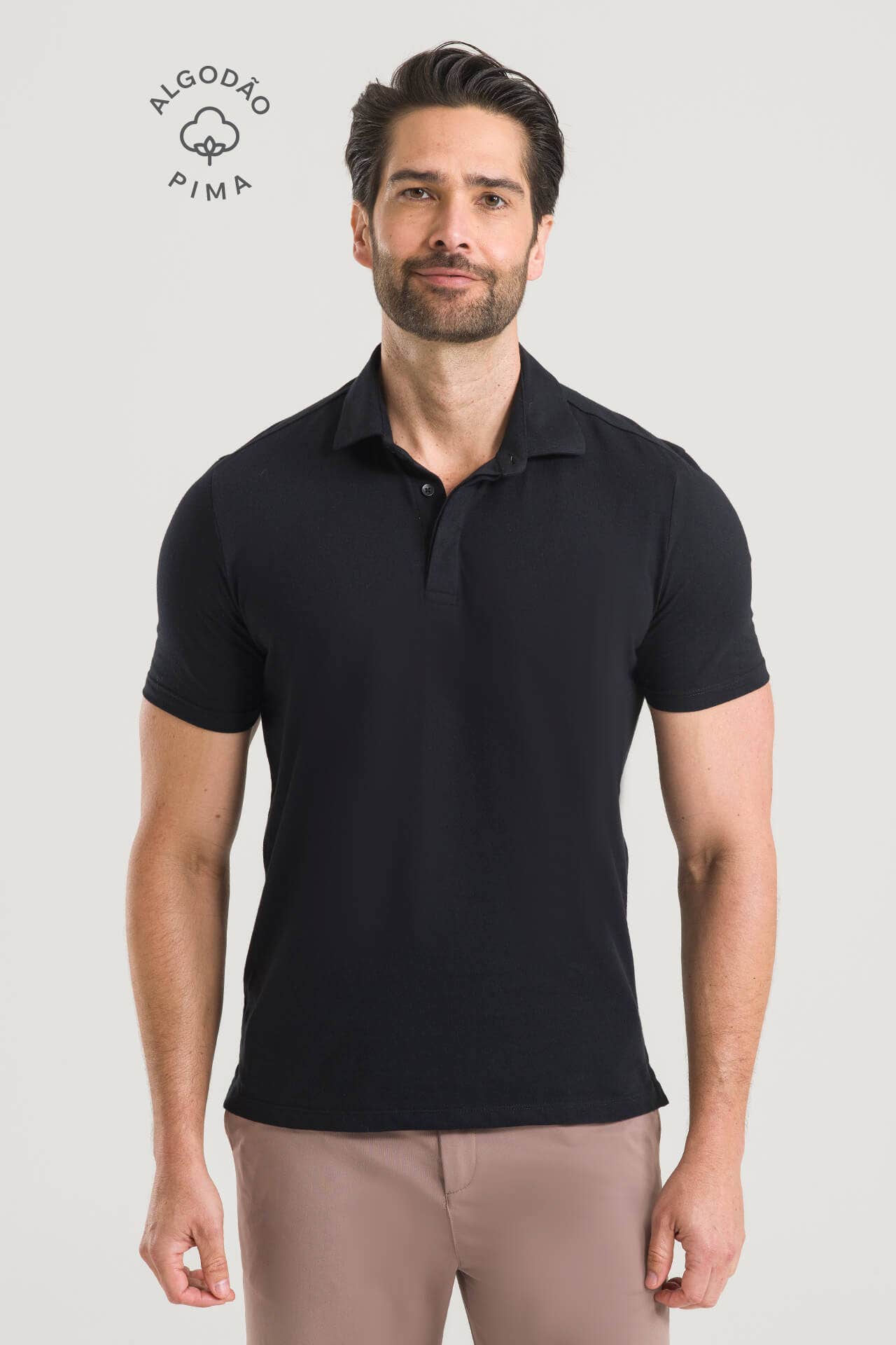 Polo Masculina Pima Cherie - Preta