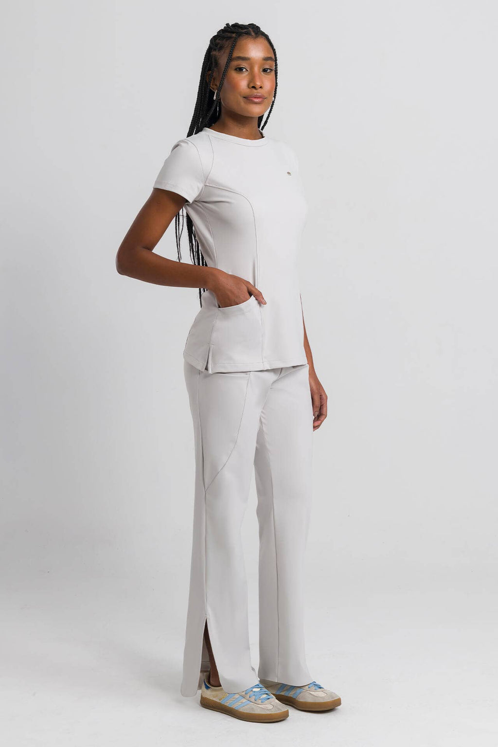 Scrub Feminino Cross - Cinza Gelo